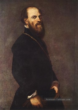  italien Art - Homme avec une dentelle dorée italien Renaissance Tintoretto